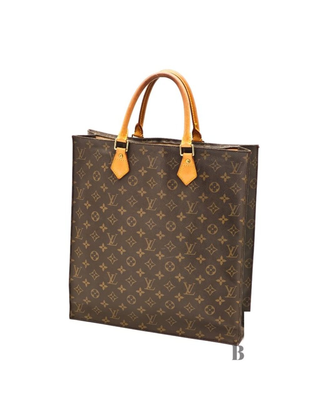 Louis Vuitton Sac Plat Bag Monogram Handbag Vertical Brown